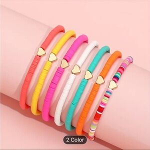 Clay Bead Bracelet Stack (stretchy) Colorful